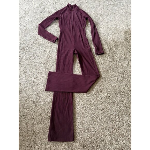 Athleta X ALICIA KEYS WOMEN S Maroon Goddess Bodysuit Jumpsuit Pants NEW NWOT - Picture 1 of 8